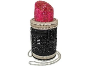 Mary Frances Lipstick First Crossbody Handbag Beaded Black Purse Bag Handbag NEW - Picture 1 of 3