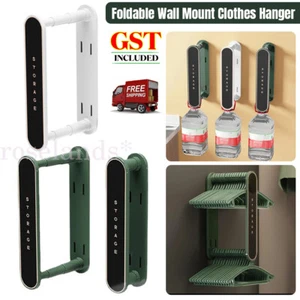 Wall Mount Clothes Hanger Foldable Organizer Retractable Drying Rack Hook Holder - Picture 1 of 16
