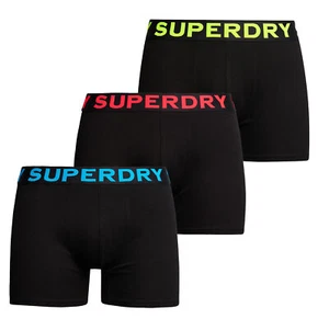 Superdry Boxer Shorts 3 Pack Underwear Mid Length Triple Pack Black Neon - Picture 1 of 7