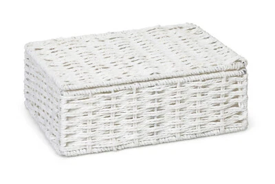 Arpan Hamper Storage Basket White Small Paper Rope Box With Lid - Image 1 of 4