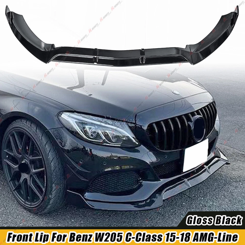PARAGOLPES DELANTERO NEGRO BRILLANTE PARA MERCEDES BENZ W205 C43 C300 C250 AMG 15-18 LAP Foto 1 de 4