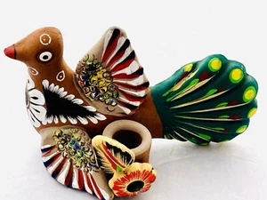 VTG Artemex Talavera-Look Mexico Handpainted Red Clay Bird Candle/Incense - Picture 1 of 18