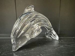 Vtg Waterford Heavy Crystal Leaping Dolphin Figurine Paperweight, 5.25" long - Picture 1 of 14
