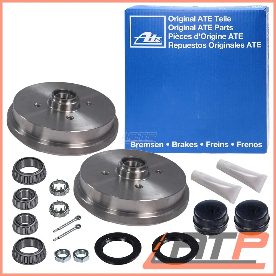 2X ATE BRAKE DRUM SET Ø180 REAR FOR VW JETTA MK 1 2 79-92 SCIROCCO 53 74-92 - Image 1 of 4