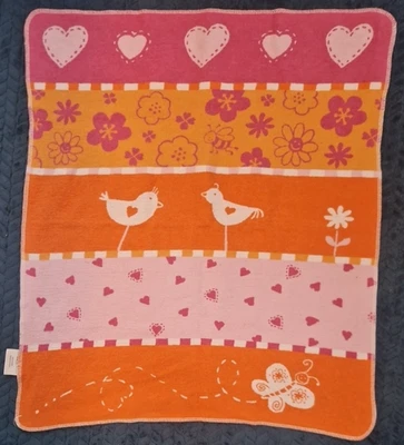 Manta Cochecito David Fussenegger Rosa Naranja Corazón Pájaro Mariposa Flor Austria Foto 1 de 4