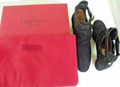 Valentino Garavani Mujer Botín Gamuza, Negro, Talla 37, Original $1195 en CAJA Original Foto 1 de 4