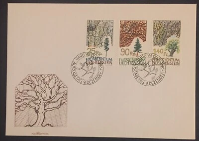 LIECHTENSTEIN FDC VADUZ Trees Bäume Weißtanne Fichte Eiche Alberi 1986 - Image 1 of 2