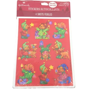 Vintage NEW Hallmark Christmas Stickers pack Teddy Bears Pjs deer elf gifts - Picture 1 of 2