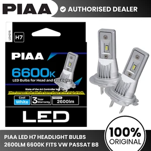 PIAA LED H7 Headlight Bulbs 2600lm Ultra Bright Light 6600K for VW Passat B8 - Picture 1 of 8