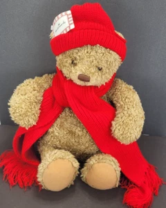 HALLMARK Mary Embordered on Foot Stuffed Teddy Bear Plush 16" red hat scarf - Picture 1 of 11
