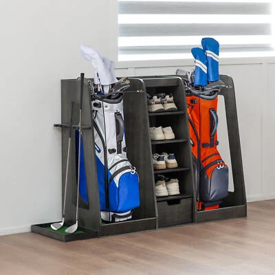 Premium Wooden Golf Bag Organizer Golf Clubs Holder Storage Rack with Drawers - Image 1 of 4
