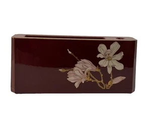 Vintage Otagiri Malachite Pen + Paper Holder Red Brown White Lacquerware Japan - Picture 1 of 6