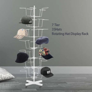 7 Tiers Hat + Cap Display Retail Hat Cap Rack Rotating Spinner Metal Stand Floor - Picture 1 of 5