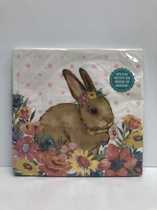 Pioneer Woman Easter Bunny Rabbit & Flowers 20, 2 Ply Paper Dinner Napkins New - Picture 1 of 4