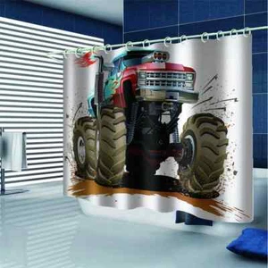 Cool Light Blue SUV 3D Shower Curtain Waterproof Fabric Bathroom Decoration - Picture 1 of 9