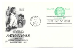 UY28 9c +9c Nathan Hale tarjeta de respuesta, ArtCraft, FDC - Imagen 1 de 1