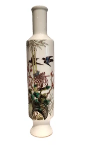 Chinese Republic Floral Painted Poem Vase Signed - Picture 1 of 19