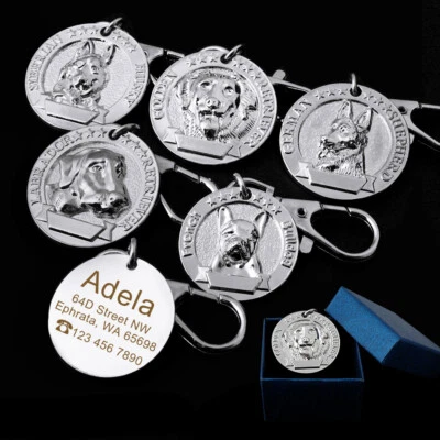 Personalized 3D Dog ID Tags Labrador/French Bulldog/Husky/German Shepherd/Golden - Image 1 of 4