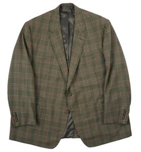 Custom Oxxford Highest Quality Olive Green Check Wool Sport Coat US 56R