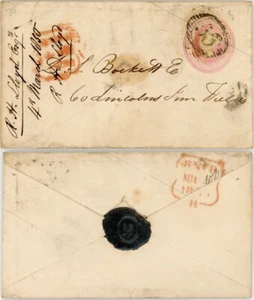 SOBRE DE PAPELERÍA GB 1850 SELLO DE GALLO PÁJARO para LINCOLNS POSADA - Imagen 1 de 3