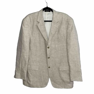 Haspel Mens Blazer Sport Coat Jacket Light Beige 100%Linen 3 Button - Picture 1 of 9