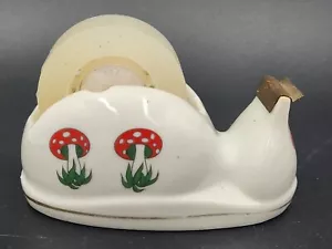 Vintage Ceramic White Tape Despenser with Mushrooms Made in Japan - Picture 1 of 9