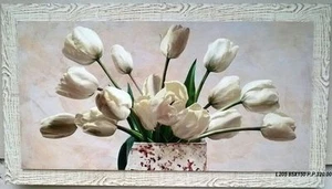 QUADRO TULIPANI BIANCHI CORNICE BIANCO ARGENTO ARREDO CASA SALOTTO SALA - Imagen 1 de 1
