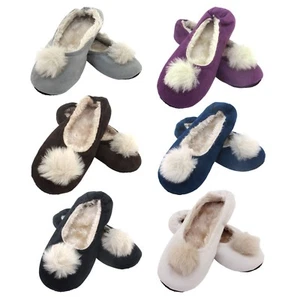 Adult Warm Soft Footies Rabbit Pom Pom Slippers Non-Slip Lined Socks Assort B - Picture 1 of 2