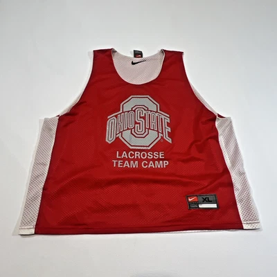 复古 Ohio State Buckeyes 长曲棍球营地双面网眼球衣男式 L 90 年代 — 第 1/4 张图片