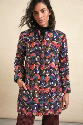 $228 новый с Ярлыками ANTHROPOLOGIE x HUTCH 2 X пальто Марион вышитый цветной - Изображение 1 из 4