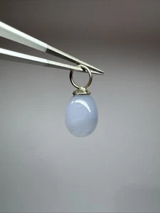 925 Aqua Chalcedony Egg Shaped Pendant Charm (s10) - Picture 1 of 5