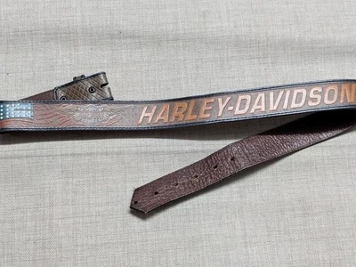HARLEY DAVIDSON buckle belt TOOLED western 34 leather EAGLE spellout motorcycle - image 1 of 4