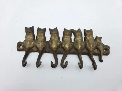 Soporte para llaves de latón SPI San Pacific gato gatito montaje en pared 7 gatos San Francisco Foto 1 de 4