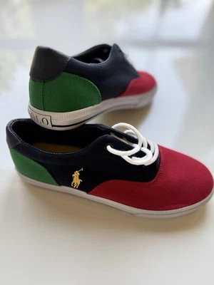 Polo Ralph Lauren Vaughn II Niño Infante Niño Azul Marino Rojo Zapatilla Lona Talla 6 Foto 1 de 4