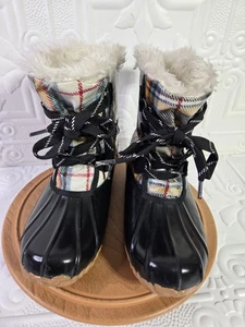 Sporto Kim/6114409 Multi-Color Plaid Rubber Faux Fur Snow Boots Women's Size 10M - Picture 1 of 17