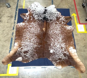 Large Tricolor Cowhide Rug Made in Brazil Area Size 102"x89" - Picture 1 of 15