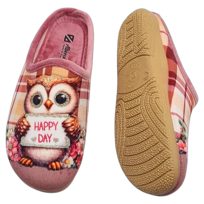 ALBEROLA HAUSSCHUH / PANTOFFEL HELLE SOHLE EULE - Happy Day Glitzer X32274A