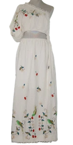 FARM RIO One-Shoulder PITANGA Embroidery LINEN Blend Maxi Dress L MSRP$345 NWT - Picture 1 of 6