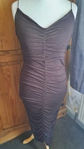 A Brown Ruched Bodycon Dress by Prettylittlethings Size 16 - Picture 1 of 3