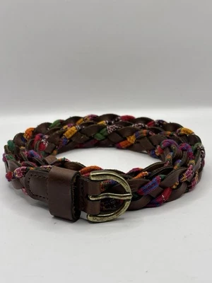 Cinturón Trenzado Tela Tejido Cuero Multicolor Estilo Bohemio L Foto 1 de 4