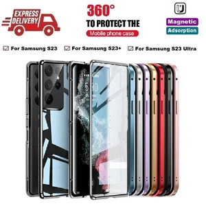 Double Side Full Cover Magnetic Absorption Metal Case For Samsung S23 Plus Ultra - Picture 1 of 27