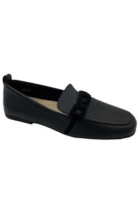 New Isaac Mizrahi Live! Driving Moccasin Covered Chain Black Leather Sz 7 Shoes - Picture 1 of 3