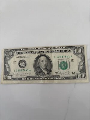 1981-A $100 Bill “MISALIGNMENT ERROR” Rare Old Note - Image 1 of 2