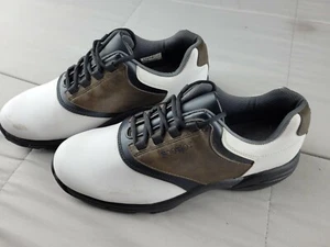 Zapatos de golf FootJoy GreenJoys 10M para hombre silla de montar blanca/marrón - Imagen 1 de 6