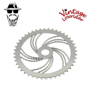 VINTAGE LOWRIDER 44T TRIPLE SQUARE TWISTED STEEL CHAINRING 1/2 X 1/8 CHROME. - Picture 1 of 1