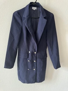Superdown Womens Navy Blue Double Breasted Long Sleeve Blazer Jacket Size S - Picture 1 of 10