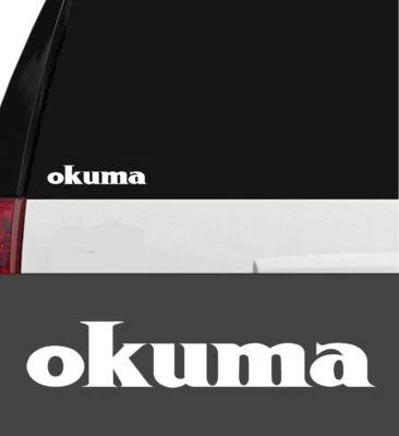 OKuma Fishing Vinyl Decal Sticker Rod Reel Boat Window Cooler 9 Inch White