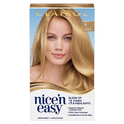 Clairol Nicen Tinte Permanente Fácil 8 Color de Cabello Rubio Medio Paquete de 1 Foto 1 de 4
