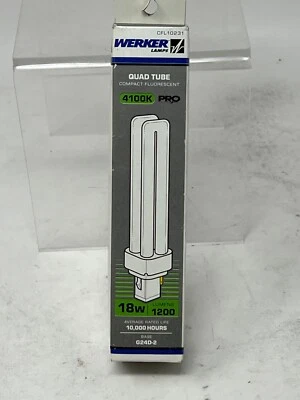 Satco 4100K 18-Watt 1200 Lumens G24D-2 Base T4 Quad 2-Pin Tube - Image 1 of 3
