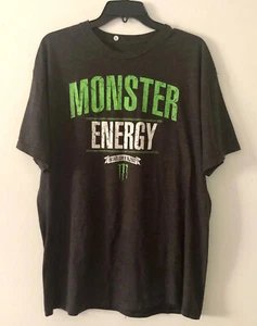 Retro XL MONSTER ENERGY DRINK Charcoal Gray Promotional T-Shirt ESTABLISHED 2002 - Picture 1 of 5